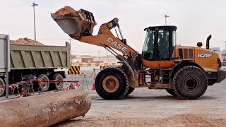 Case wheel Loader 821f Loading Dump Truck  Construction Equipment [upl. by Nnaer]