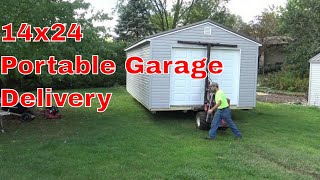 14x24 Portable Garage Delivery [upl. by Nnylrefinnej]