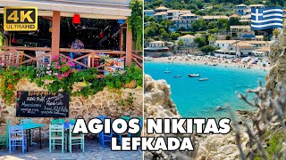 AGIOS NIKITAS 🌞 Lefkada Island  Greece 🇬🇷  Idyllic Beach 🏖️  Walking Tour 4K UHD [upl. by Gmur]