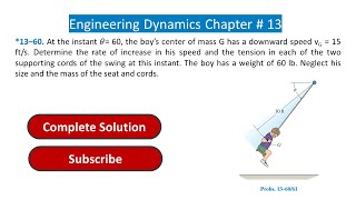 13–60 At the instant θ 60 the boy’s center of mass G has a downward speed solution [upl. by Ecirpac]