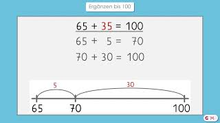 Ergänzen bis 100 am Rechenstrich  Klasse 2 [upl. by Byrdie725]