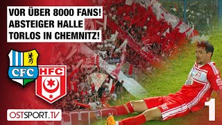 Mit DrittligaAbsteiger HFC Über 8000 Fans zum Auftakt Chemnitz  Halle  Regionalliga Nordost [upl. by Vadim]