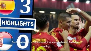 Spain vs Serbia Highlights Álex Baena Free Kick Goal Pavlović Red Card UEFA Nations League [upl. by Adnical]