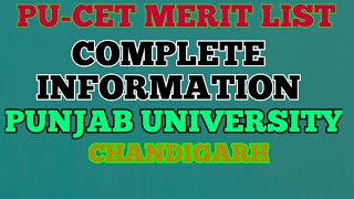 PUCET PG MERIT LIST 2021 FULL EXPLANATION FOR ADMISSION IN PUNJAB UNIVERSITY CHANDIGARH PU CET [upl. by Aikit]