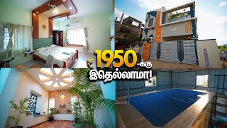 ரூ1950ல் 4BHK Duplex House with Swimming Pool Modular Kitchen Interior Design  Manos Try Tamil [upl. by Ymmik]