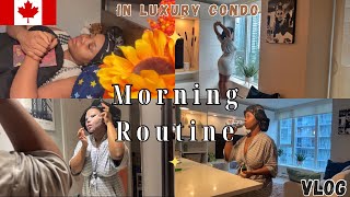 Chilled Morning Routine in a luxury condo  Aesthetic Vlog in Vancouver [upl. by Rimaj]