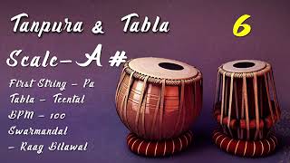 A scale Tanpura  Tabla  Teentaal  BPM  100  Swarmandal  Raga Bilawal [upl. by Anicnarf]