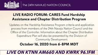 Navajo Nation CARES Fund Hardship Assistance and Chapter Distribution Radio Forum [upl. by Patrica552]