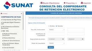 COMO CONSULTAR RETENCION ELECTRONICO EN SUNAT [upl. by Sacksen]