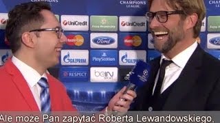 Juergen Klopp żartuje z Roberta Lewandowskiego  Jurgen Klopp jokes about Lewandowski [upl. by Yelda]