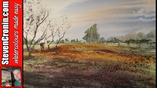 How to paint a simple meadow with watercolours [upl. by Adelric]