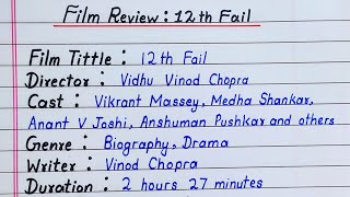 Film review 12th Fail  Movie review 12th Fail  Review writing in english [upl. by Esyle]