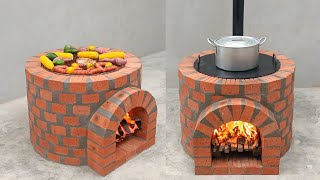 Build a wood stove from cement and red bricks [upl. by Enyala]