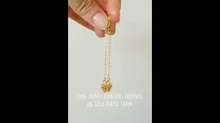 Long earings gold plated jewellery handmade beautiful [upl. by Enninaej291]