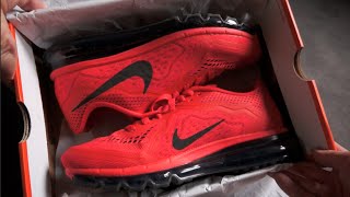 NIKE AIR MAX 2014 Running Shoe  Atomic Red Black Light Crimson  unboxing amp on feet review [upl. by Gernhard]