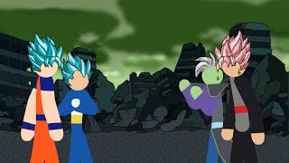 Goku and Vegeta VS Black and Zamasu Stick Fight [upl. by Fawnia]