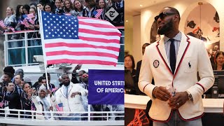 LeBron James bears the flag for USA at the Olympic Opening Ceremony [upl. by Goldi]