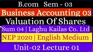 LEC 1  SUM 04  SEM 03 VALUATION OF SHARES UNIT 02 NEP 2020 valuation shares goodwill capital [upl. by Assirec]