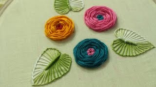 Hand Embroidery Designs  Rose flower design  Stitch and Flower144 [upl. by Adaliah566]