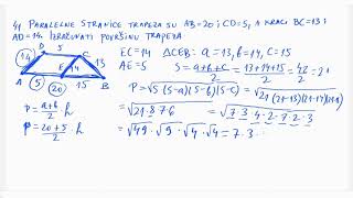 Površina trapeza zadatak za 3 razred srednje škole [upl. by Adnaral]