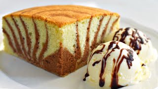 How to make Soft and Fluffy Zebra Sponge CakeMoist zebra sponge cake recipe [upl. by Miran252]