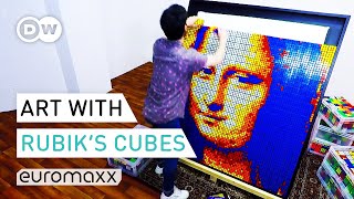 Creating The Mona Lisa With Rubiks Cubes  Rubiks Cube Art  Euromaxx [upl. by Vita928]