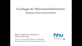 Statistik 2 205 Bedingte Wahrscheinlichkeiten [upl. by Purvis]