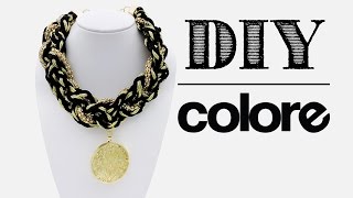 DIY Collar Trenzado Cadena y Dije con Cristal  Colore Accesorios [upl. by Maida205]