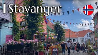 Stavanger Norway  4K walking tour along the cruise port old colorful center and park Summer 2023 [upl. by Trojan]