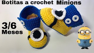 Botitas de bebe tejidas a crochet Minions 3 a 6 meses [upl. by Suryc]