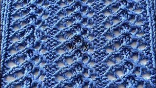 Lace Knitting Stitch for Tops easy 4rowrepeat pattern  So Woolly [upl. by Anilas]