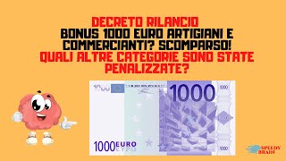 BONUS 1000 EURO ARTIGIANI E COMMERCIANTI CHE FINE HA FATTO ALTRE CATEGORIE ESCLUSE [upl. by Einnaoj]