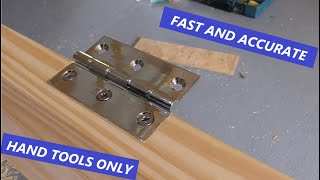 Cutting a door hinge in 96 seconds with a Pro carpenterONLY HAND TOOLS [upl. by Lattonia]