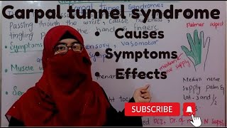 Carpal tunnel syndrome  clinical anatomy of median nerve  ayesha medical education [upl. by Wootten]