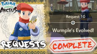 Pokemon Legends Arceus Request 10 Walkthrough quotWurmples Evolvedquot How To Unlock amp Location Guide [upl. by Moskow682]