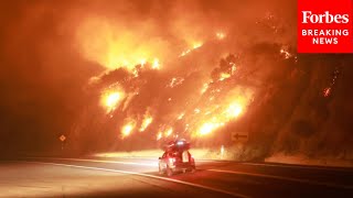 Line Fire In Southern California Continues To Burn Causes Huge Clouds Of Smoke [upl. by Siegfried]