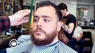 Classic Side Part and Beard Trim at the Barbershop [upl. by Hurst]