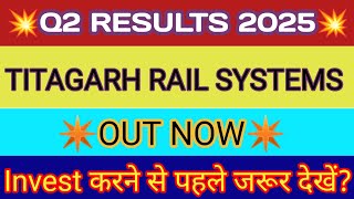 Titagarh Rail Systems Q2 Result 🔴 Titagarh Rail Results 🔴 Titagarh Rail Systems 🔴 Titagarh Wagons [upl. by Nylinnej]