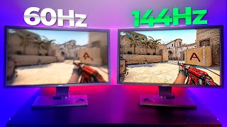 A REAL diferença de 60Hz e 144Hz nos MONITORES Fiz TODOS os testes [upl. by Aicena]