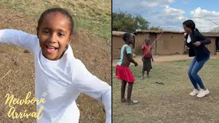 Kenya Moore Tries Jumping Rope While Touring African Village With Daughter Brooklyn 🌍 [upl. by Lezti137]