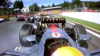 F1 Onboard crash Romain Grosjean bumps into Lewis Hamilton  2012 Belgian GP multiple car crash [upl. by Oiredised460]