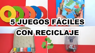 5 JUEGOS MUY DIVERTIDOS CON RECICLAJE  FÁCILES Y BARATOS [upl. by Oznola]