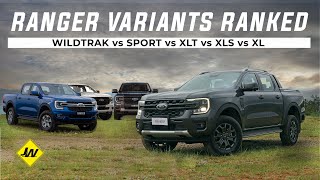 2023 Ford Ranger Variants Ranked Wildtrak vs Sport vs XLT vs XLS vs XL 4x4 [upl. by Dallis]