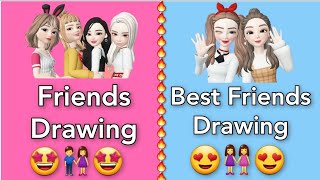 Friends Vs Best Friend 💞Friends Drawing vs Best Friend Drawing 😍💕👭🤗💁‍♀️👸👌 backtoschool [upl. by Alaek]