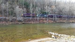 GSMR 1751 leads their train along the Tuckasegee River at Whittier [upl. by Risa]