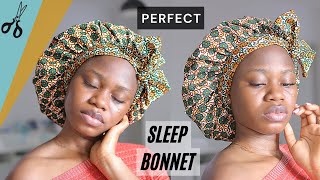 This bonnet will never fall off your head at night  How to make an ADJUSTABLE SATIN BONNET  DIY [upl. by Aicnelev85]