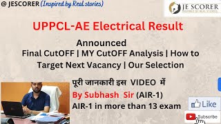 UPPCLAE Electrical Result Announced Final Cutoff MY Cutoff Next Vacancy  Our Selection JESCORER [upl. by Anayad]