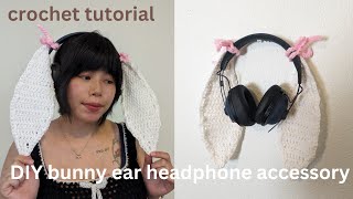 DIY crochet bunny ear headphone accessories ☆🐇 quick project [upl. by Adnolrehs]