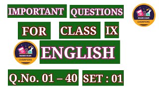 CLASS IX ENGLISH JAC BOARD IMPORTANT QUESTIONS FOR BOARD EXAM [upl. by Adriane]