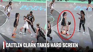 Caitlin Clark takes HARD screen from Breanna Stewart 😬  WNBA on ESPN [upl. by Aiciled]